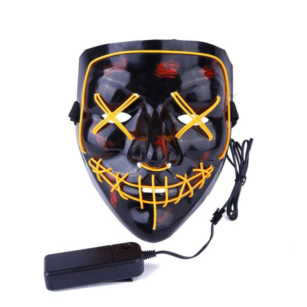 (Yellow) Scary Halloween 3modes Mask Cosplay Wire Led Light Up Costume Mask Purge Movie-image-OPC-PGXKWVM-NEW