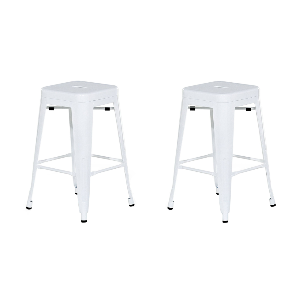 Set of 2 Bar Stools CABRILLO Metal White