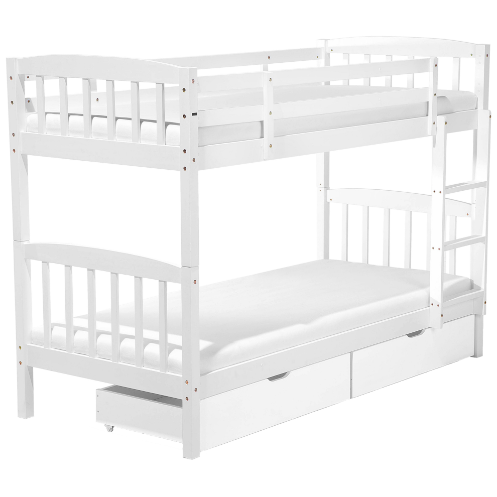 Bunk Bed with Drawers Pine Wood REVIN 90 x 200 cm (EU Single) White