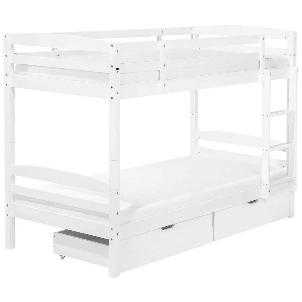 Bunk Bed with Drawers Pine Wood REGAT 90 x 200 cm (EU Single) White