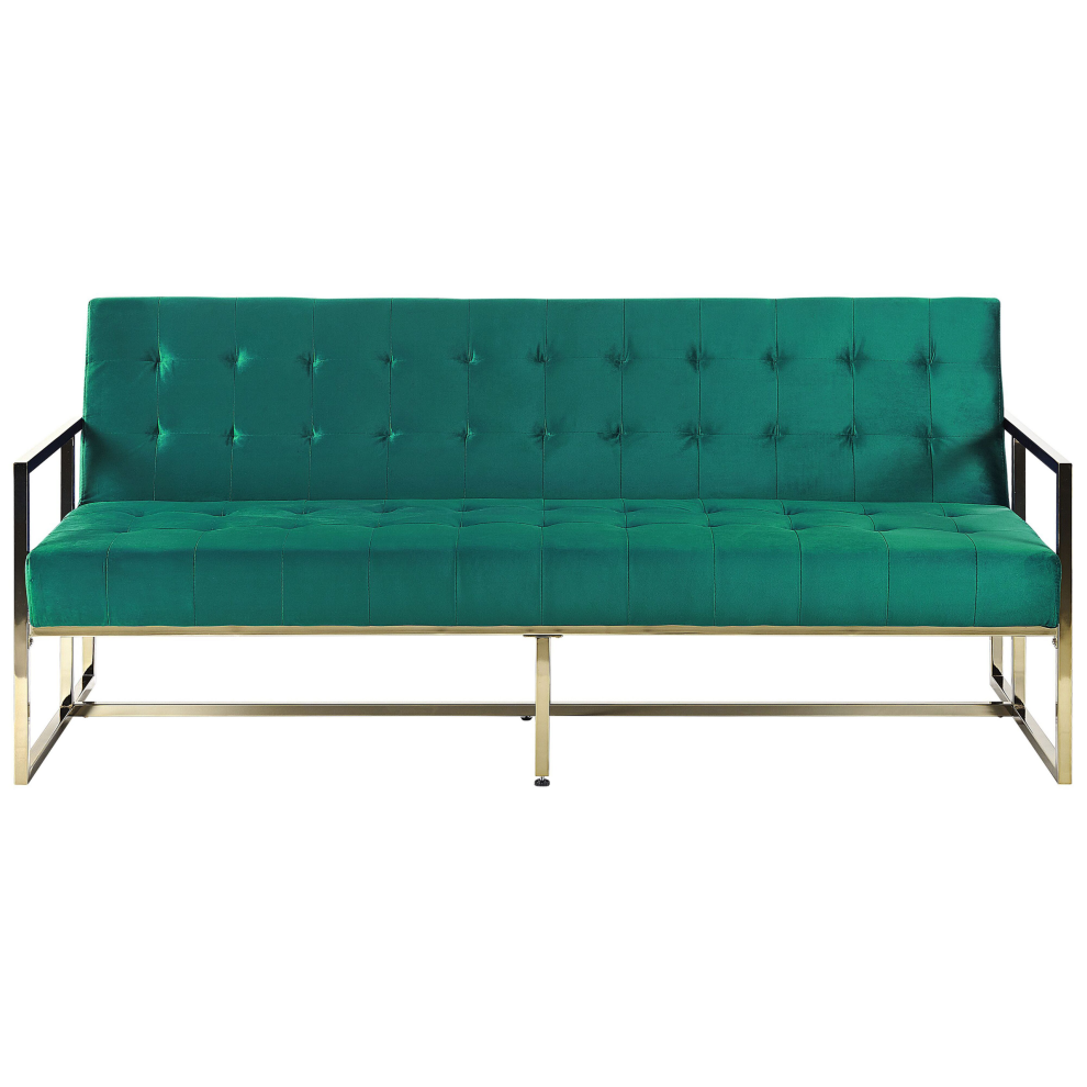 Sofa Bed MARSTAL Velvet Emerald Green 3 Seater