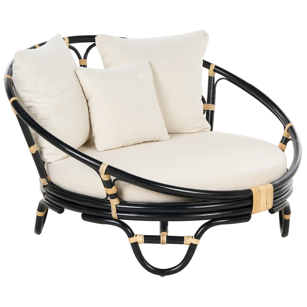 Garden Daybed ROSSANO Rattan Black