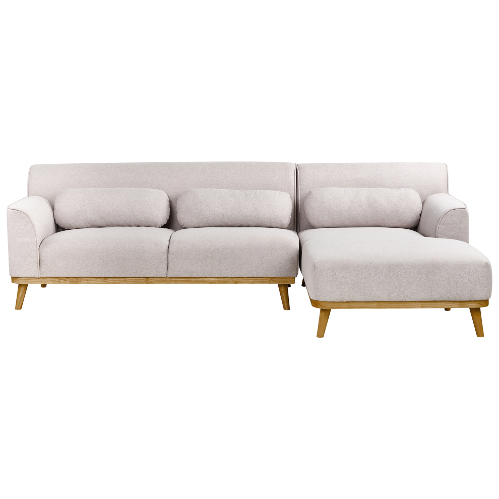 Corner Sofa 3 Seater SIMOS Fabric Light Grey Left Hand