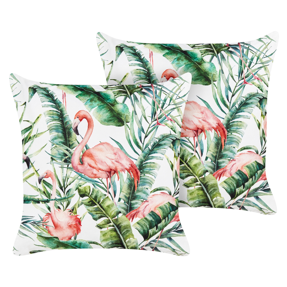 Set of 2 Outdoor Cushions ELLERA Animal Pattern 45 x 45 cm Green