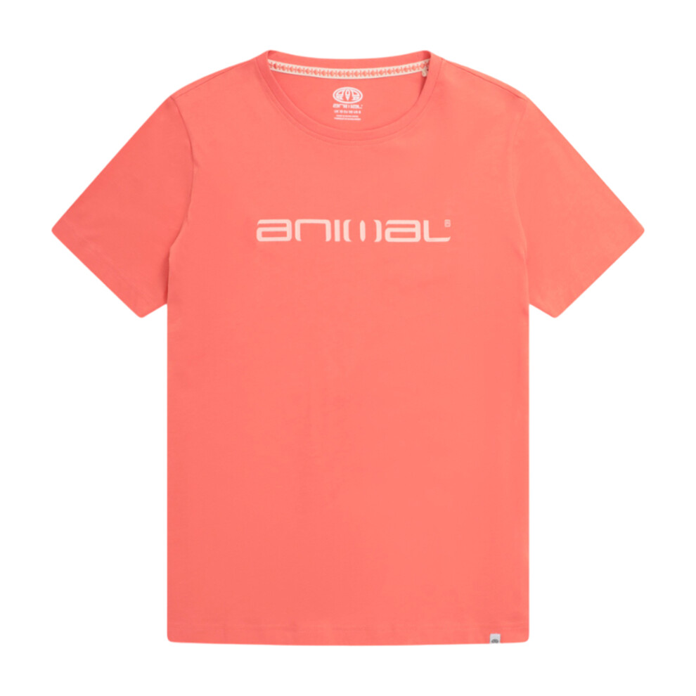(12 UK, Coral) Animal Womens/Ladies Leena Organic Cotton Boxy T-Shirt