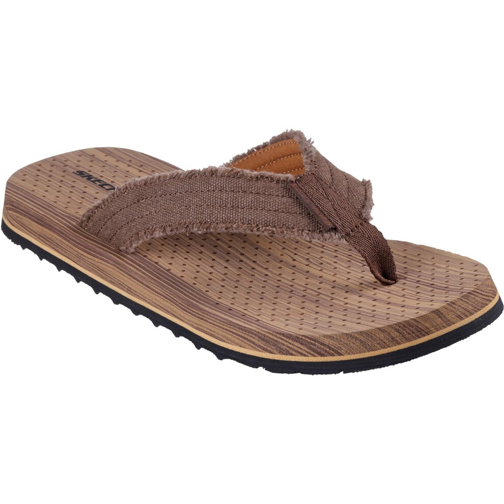 (12 UK, Brown) Skechers Mens Tantric Fritz Flip Flops