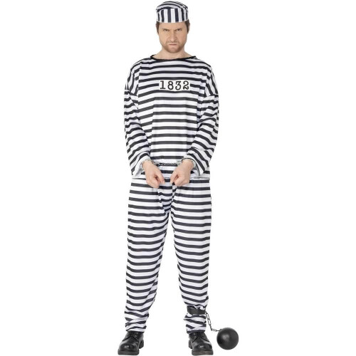 Smiffy's (XL, White) Smiffys Mens Convict Costume 1