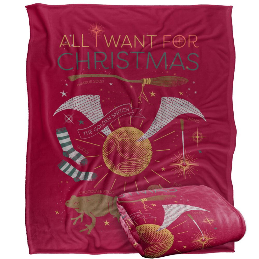 Harry Potter All I Want For Christmas Quidditch Blanket