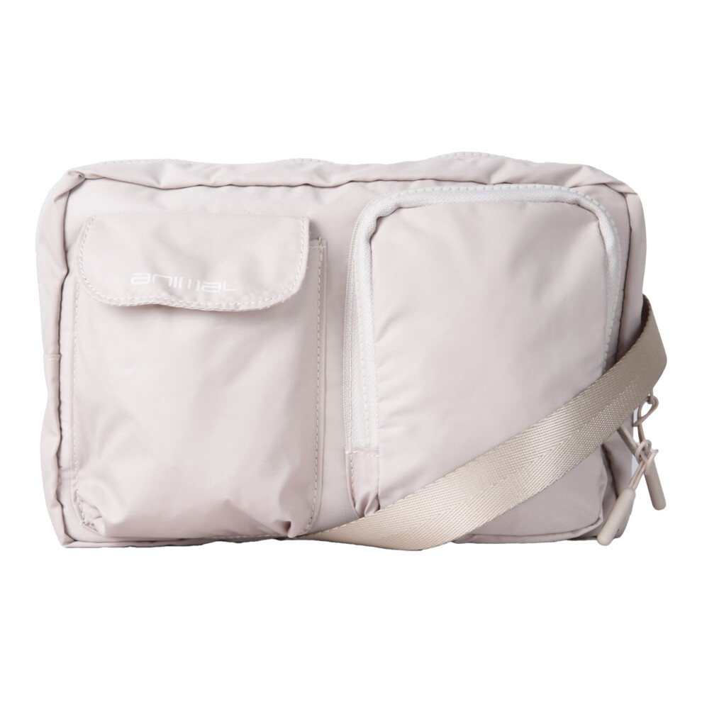 (One Size, Beige) Animal Multi Pocket Crossbody Bag