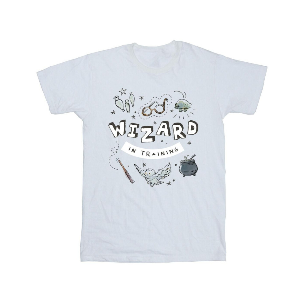 (L, White) Harry Potter Mens Wizard In Training T-Shirt