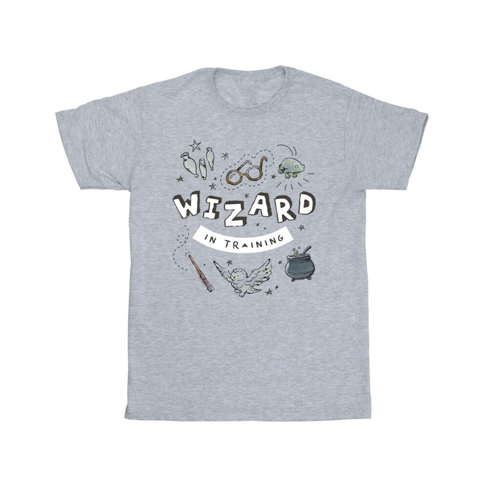 (M, Sports Grey) Harry Potter Mens Wizard In Training T-Shirt