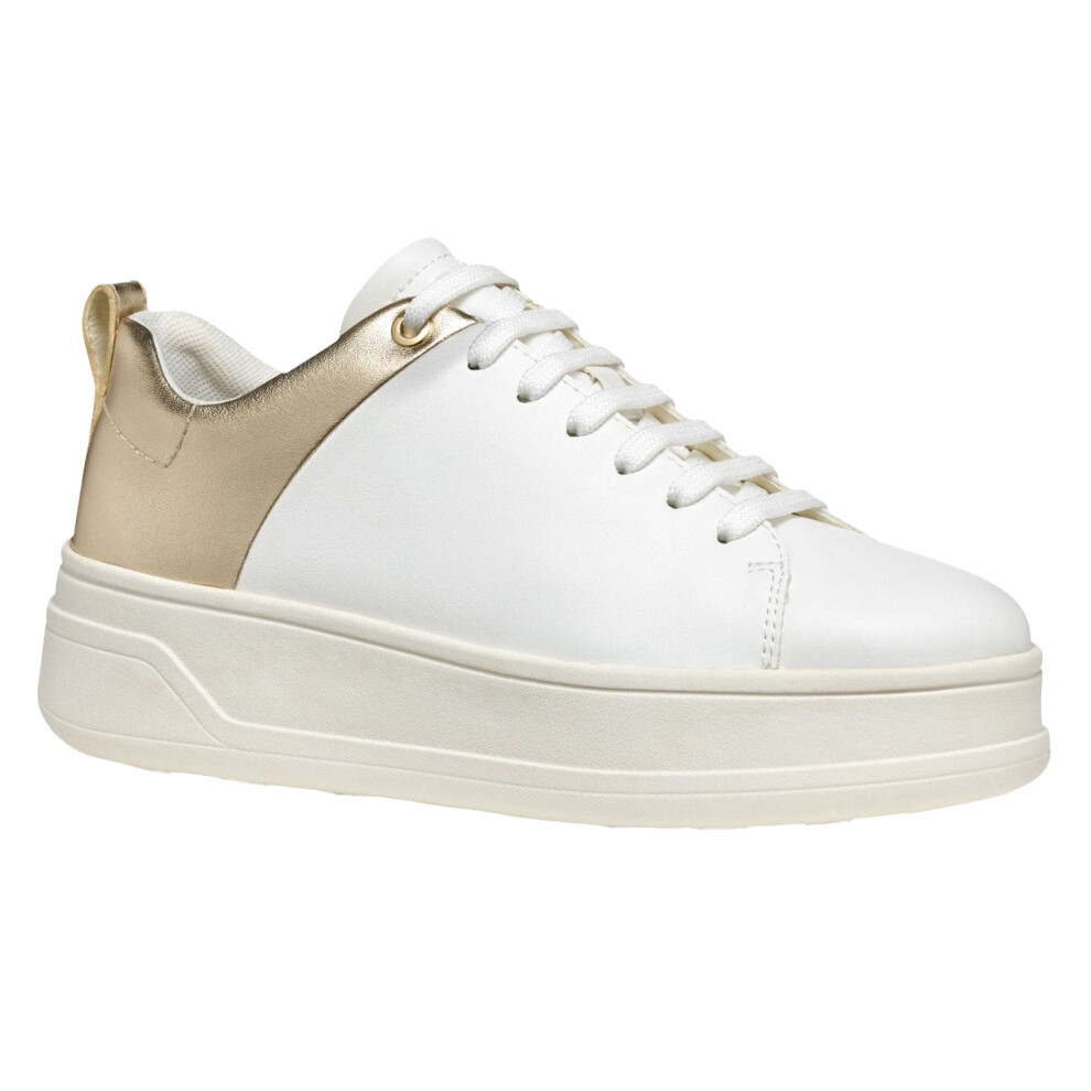(4 UK, White/Light Gold) Geox Womens/Ladies D Spherica ECUB 2 Trainers