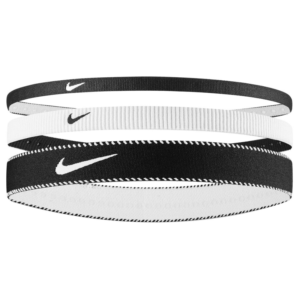 (One Size, White/Black) Nike Classic Mixed Flexible Headband (Pack of 3)