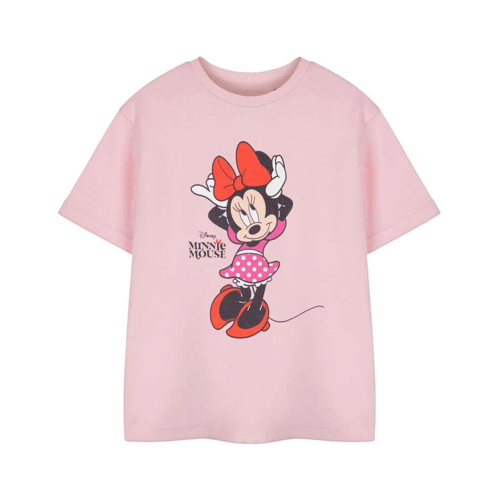 (7-8 Years, Pink) Disney Girls Minnie Mouse Pose Short-Sleeved T-Shirt