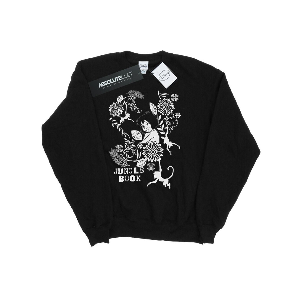 (S, Black) Disney Womens/Ladies The Jugle Book Mowgli Tale Sweatshirt