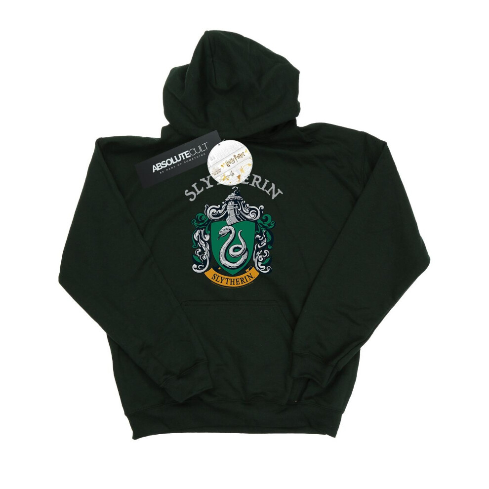 (12-13 Years, Forest Green) Harry Potter Girls Slytherin Crest Hoodie