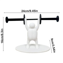 (White black stick) Weightlifting Sculpture Toilet Paper Holder 3D-Printed Men Toilet Creative Tissue Roll Rack For Bedroom