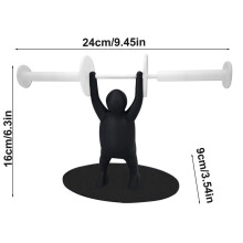 (Black white stick) Weightlifting Sculpture Toilet Paper Holder 3D-Printed Men Toilet Creative Tissue Roll Rack For Bedroom