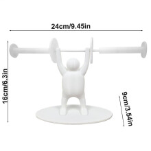 (Pure white) Weightlifting Sculpture Toilet Paper Holder 3D-Printed Men Toilet Creative Tissue Roll Rack For Bedroom