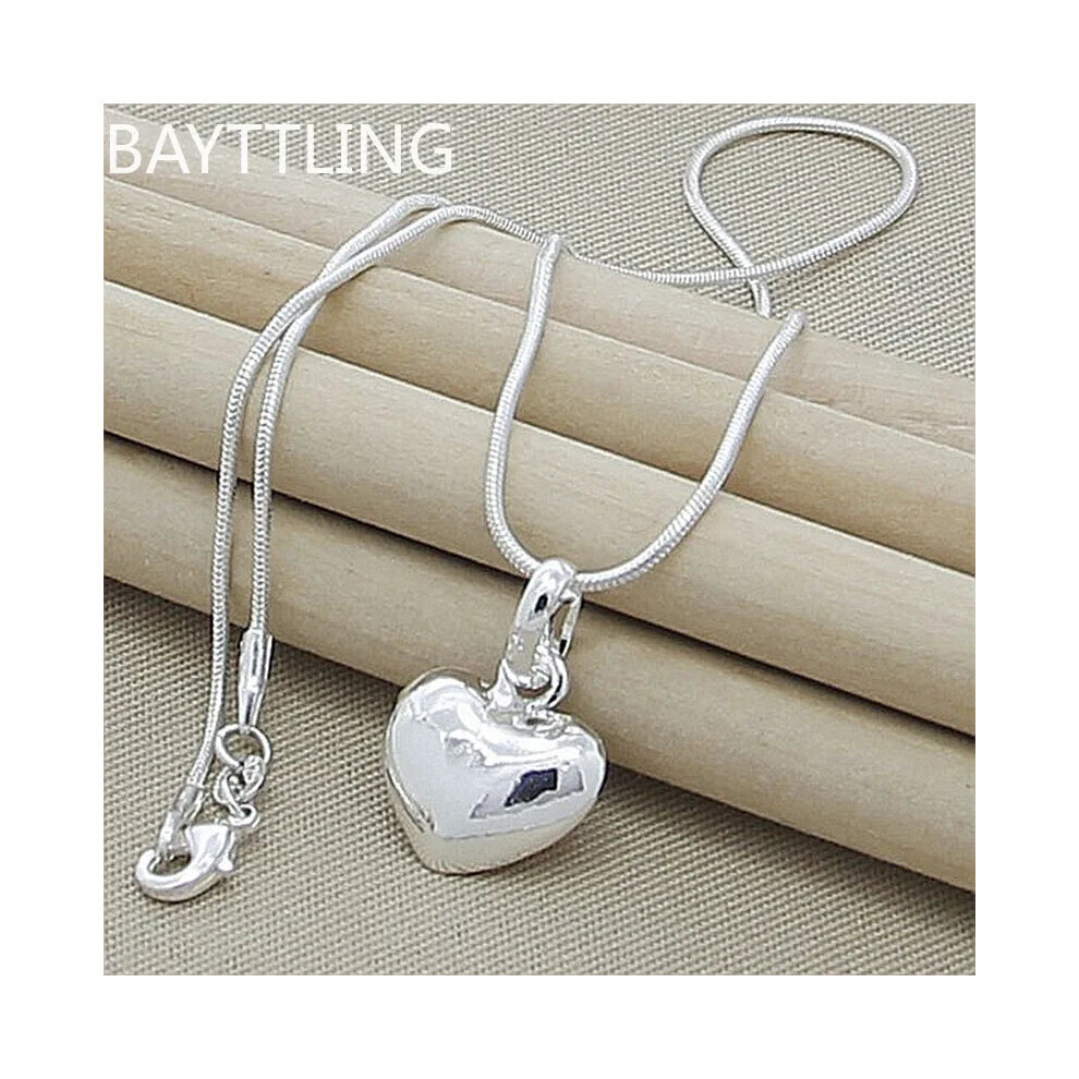 (65Cm) Fine 925 Sterling Solid Heart Necklace Snake Chain For Women Silver