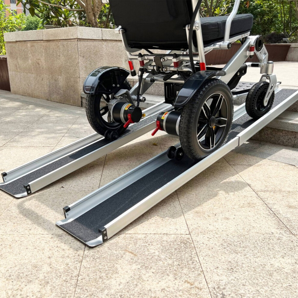 2pcs Telescopic Wheelchair Ramps 5FT Portable Threshold Ramps