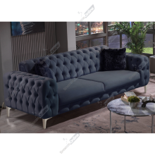 (Steel Velvet, 3+2 Seater Sofa) Luxurious Plush Velvet 2+3 Seater Sofa Set Armchair Elegant Deep Button Tufting Sturdy Metal Legs Modern Living Room Furniture