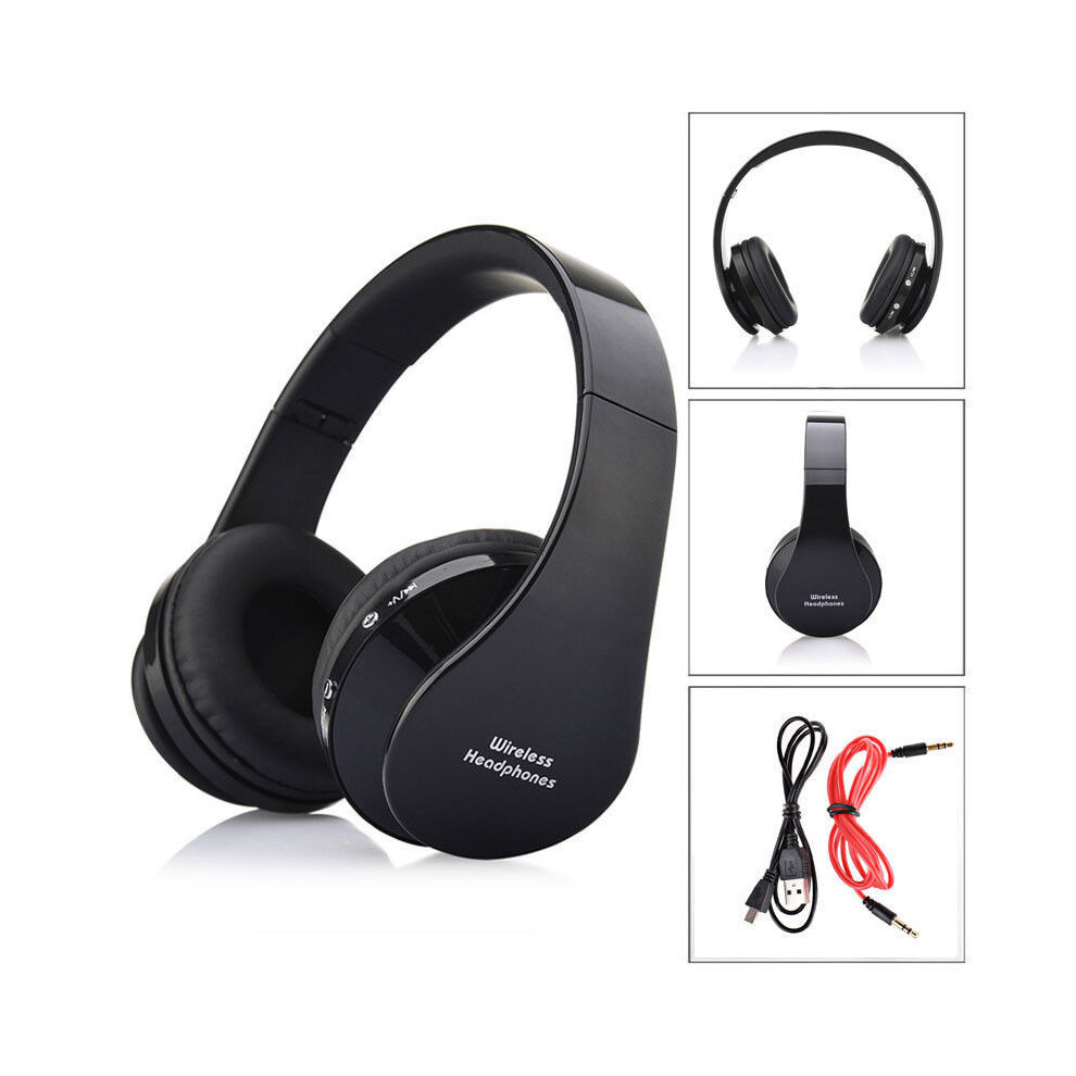 (Black)Casque Pliable Sans Fil Bluetooth Stéréo Casque Écouteur pour Samsung