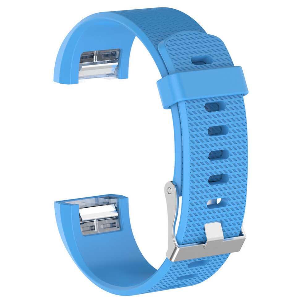 (Light Blue,S)Bracelet à carreaux compatible Fitbit Charge avec matériau silicone en couleurs multiples
