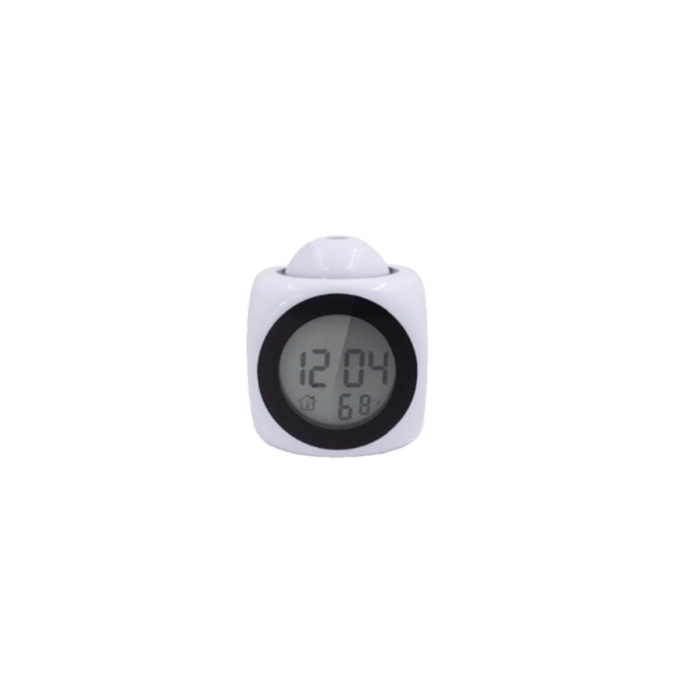 (White)Réveil Numérique Multifonction avec Voix Parlante Led Projection Température