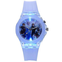 (Purple)Girls Frozen Anna Elsa Cartoon Silicone Watch Luminous Led Flashing Kid Gift
