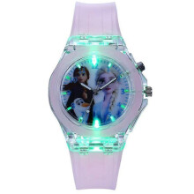 (Elsa Anna Pink)Girls Frozen Anna Elsa Cartoon Silicone Watch Luminous Led Flashing Kid Gift