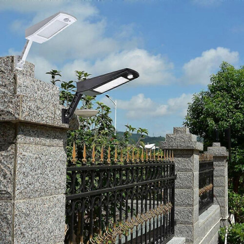 (White with remote control,Warm light)Solar Light Outdoor Lighting Sensor Wall Light Adjustable Angle LED 2