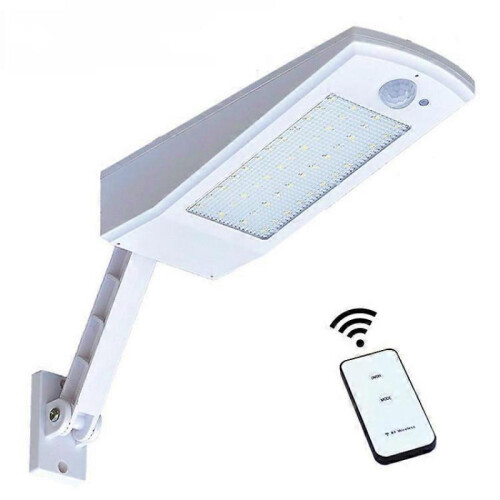 (White with remote control,Warm light)Solar Light Outdoor Lighting Sensor Wall Light Adjustable Angle LED