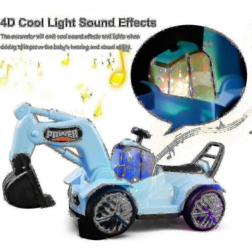 (Blue)Sliding Excavator Car Kids With Lights 2