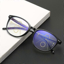 (Red-black,Strength 3.5X)Progressive Multifocal Glasses For Women Men Blue Light Blocking Reading Glasses