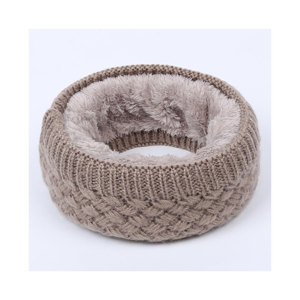 (Khaki)Écharpe de ski femme snood grosse maille tricotée hiver col doux chaud