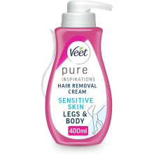 Veet Hair Removal Cream for Sensitive Skin, Unscented, 400 ml
