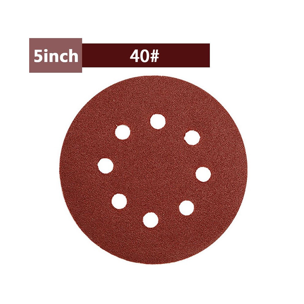 (40Grit)Lot de 10 disques de ponçage 5 pouces 8 trous 402000 outils de polissage boucle crochet grain