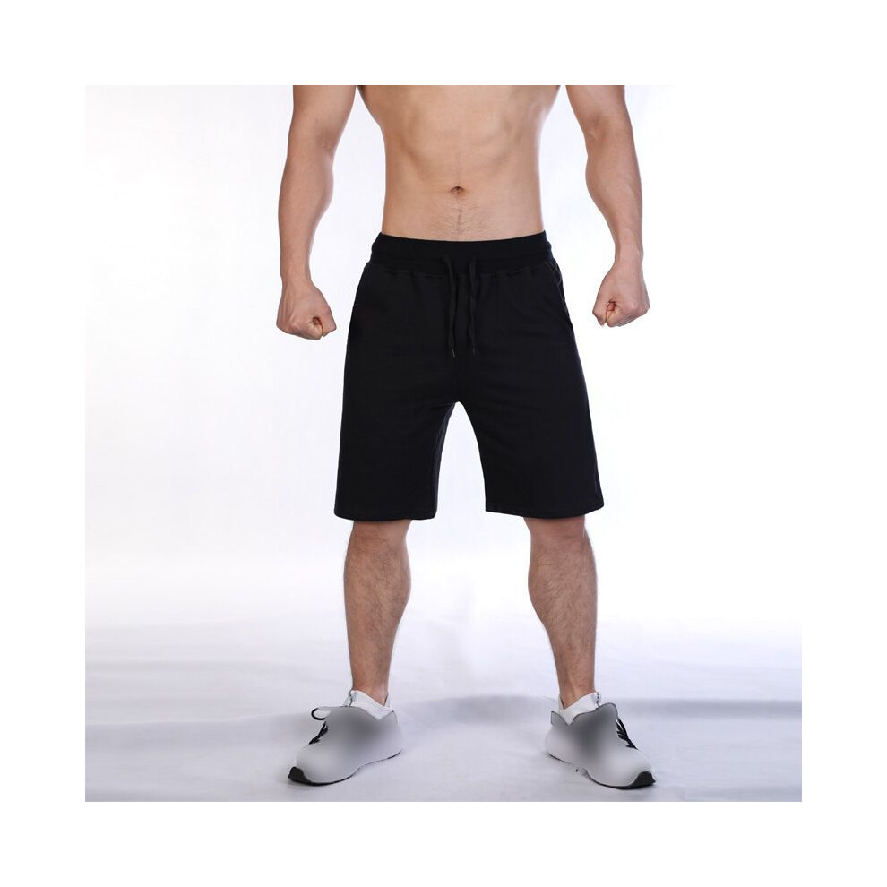 (Black,XL)Short homme uni élastique gym sweat doux décontracté jogging ample short