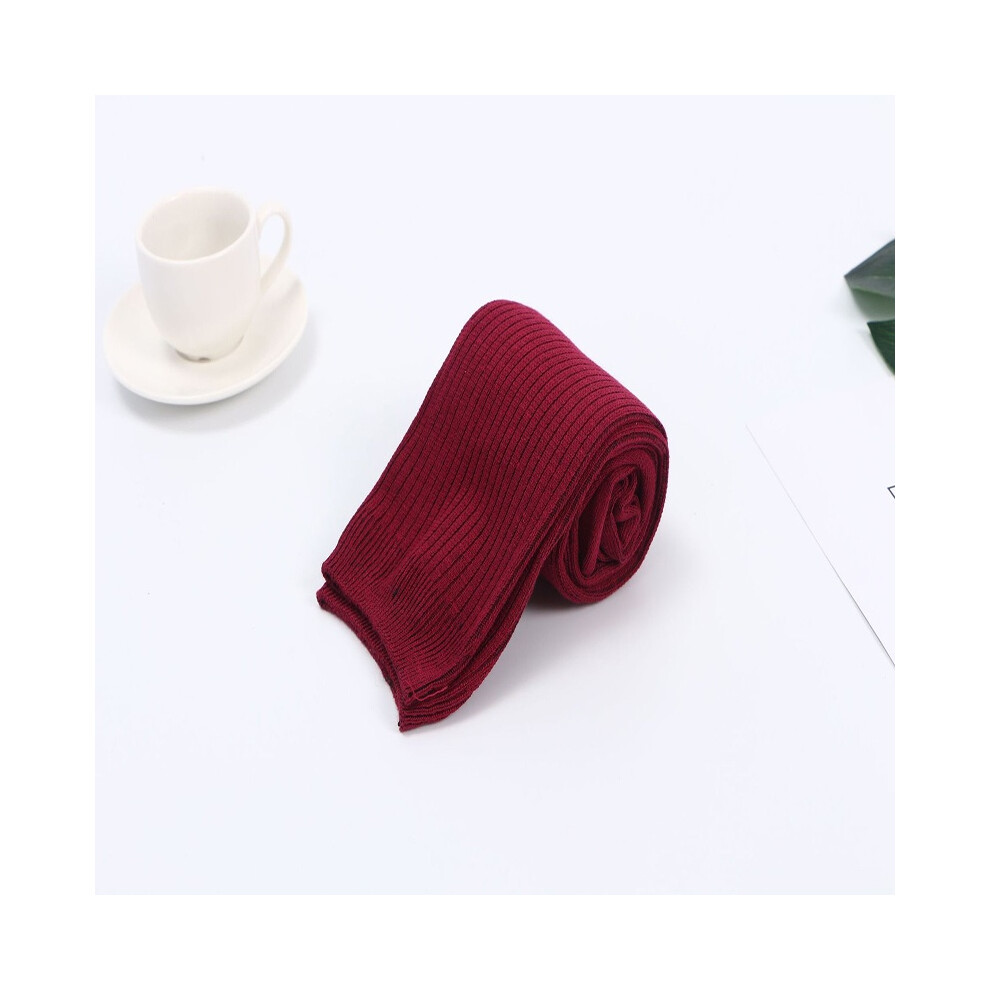 (Red)Chaussettes longues épaisses douces et épaisses en tricot au crochet mode hiver chaud femme legging
