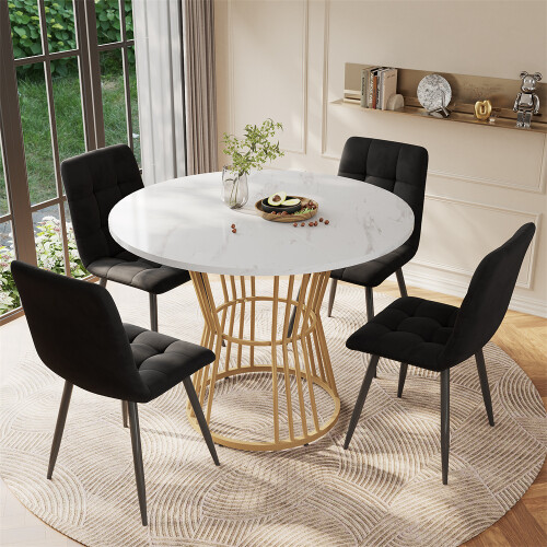 White with Metal Leg (1 piece), Kitchen Table, Sturdy Metal Frame