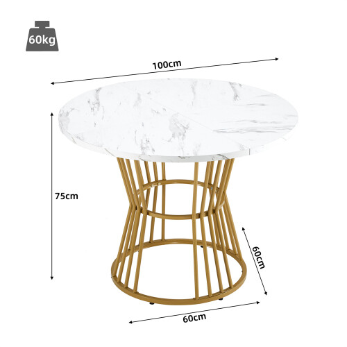White with Metal Leg (1 piece), Kitchen Table, Sturdy Metal Frame 1