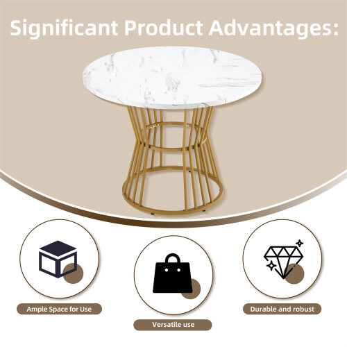 White with Metal Leg (1 piece), Kitchen Table, Sturdy Metal Frame 2