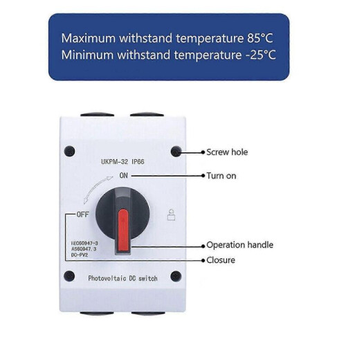 (UKPM-32A-1V22)Solar Pv Changeover Switch Dc Disconnect Switch Disconnect Switch 32a 1200v 4 Pole 2