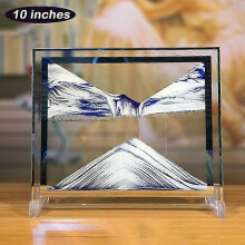 (Ice Blue)3d Moving Sand Art Painting Ornament Magic Sandscape Crafts Creative Desktop Decoration For Home