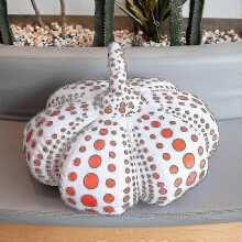 (White,50cm)Wave Point Pumpkin Toy Yayoi Kusama The Same Pumpkin Throw Pillow Halloween Decor Doll Baby Kids Toys Home Sofa Decor Pillow