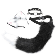 (As show, One size) Necklaces Set Women Wolf Ears Headpiece Cat Fox Ears Headband Wolf Ears Headband Faux Fox Tail