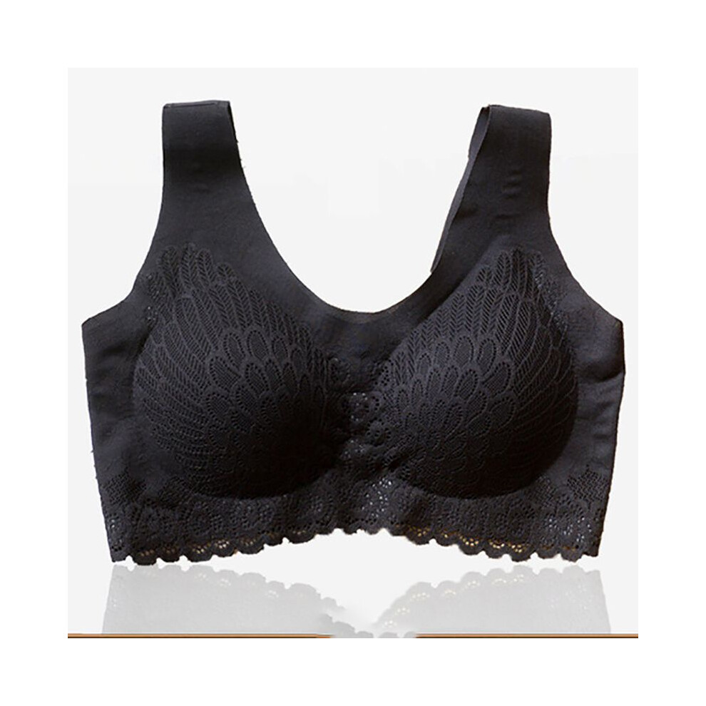 (Black,2XL)Soutien gorge sans fil contour pour femme sous vêtement respirant sans couture sport yoga soutiens-gorge