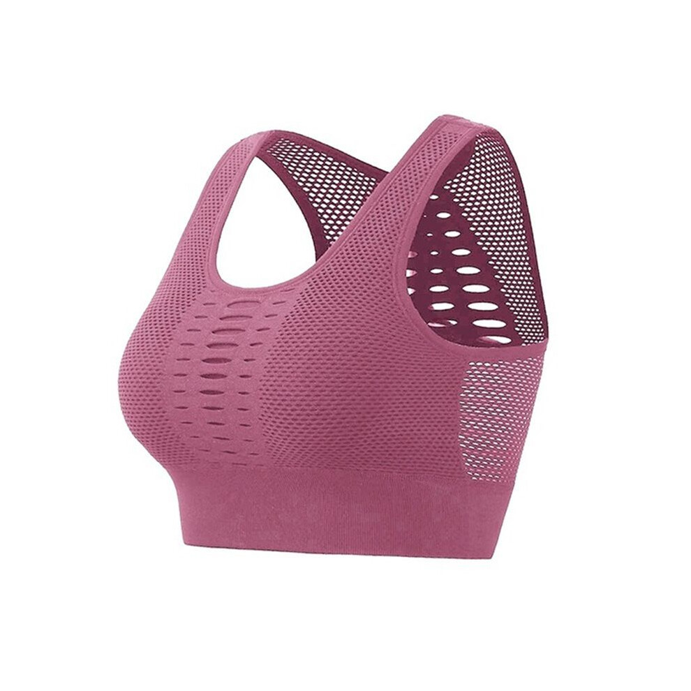 (Pink,L)Soutien-gorge de sport rembourré en maille pour femme gym yoga entraînement fitness shaper gilet hauts crop