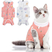 (S) 2Pcs Cat Surgery Recovery Suit, Breathable Cat Suit Post Surgery Female, Pet Surgical Shirt Cat Clothing Pajama